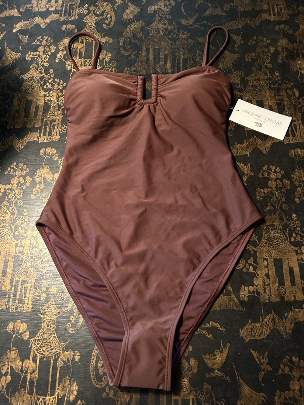 NWT Designer Caroline Constas Chocolate Swimsuit  Size M